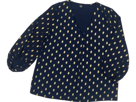 Blouse 3 4 Sleeve By Shein In Blue & Gold, Size:L For Sale