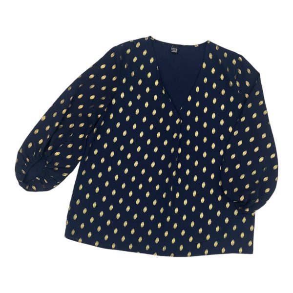 Blouse 3 4 Sleeve By Shein In Blue & Gold, Size:L For Sale