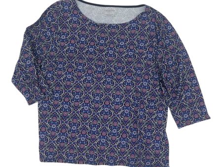 Top 3 4 Sleeve By Talbots In Blue & Pink, Size:2X Discount