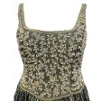 Beaded Jacquard Gown Dress Designer By Escada Couture In Green   Gold, Size: 8 on Sale