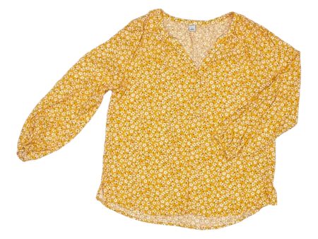 Blouse Ls By Old Navy In Yellow, Size:L Online Hot Sale