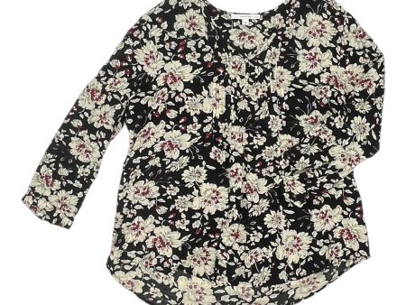 Blouse 3 4 Sleeve By Fun 2 Fun In Black & Cream, Size:L Supply