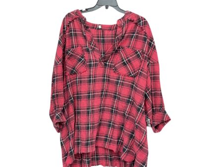 Top 3 4 Sleeve By Free People In Black & Red, Size: S Discount