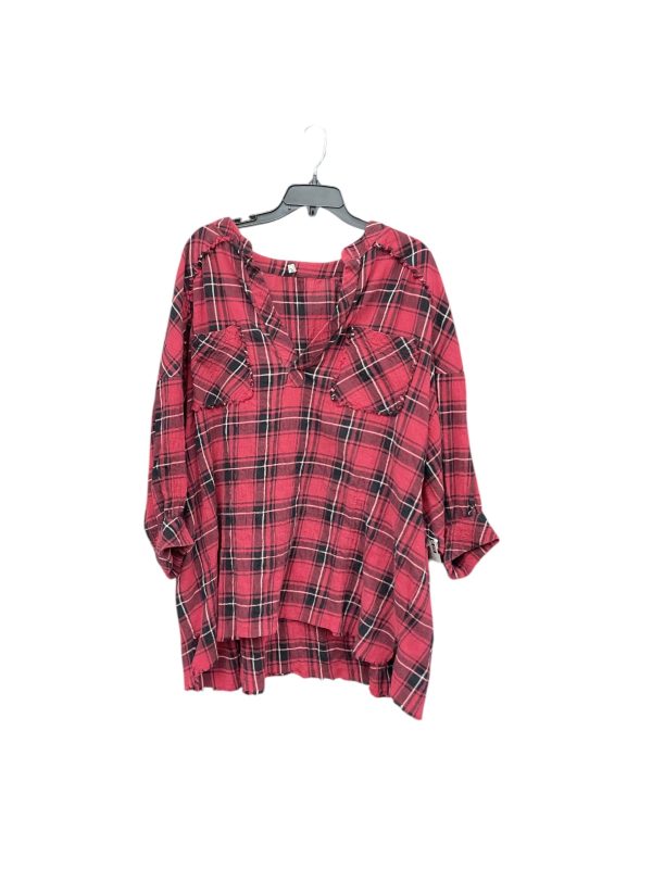 Top 3 4 Sleeve By Free People In Black & Red, Size: S Discount