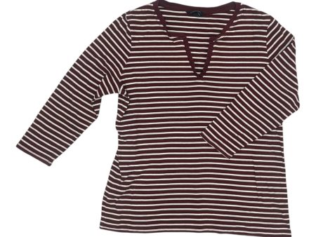 Top 3 4 Sleeve By Lands End In Striped Pattern, Size:L Supply