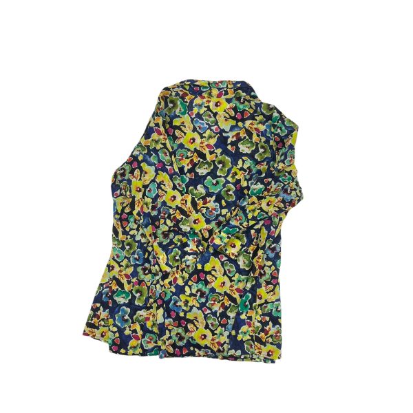 Blouse 3 4 Sleeve By Nic + Zoe In Blue & Yellow, Size:2 Discount