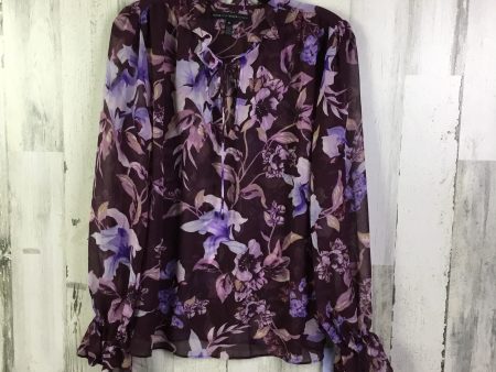 Blouse Long Sleeve By White House Black Market In Purple, Size: M For Cheap