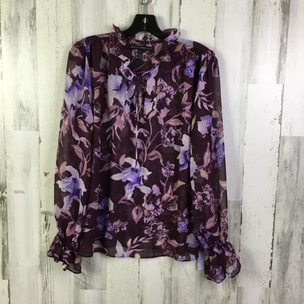 Blouse Long Sleeve By White House Black Market In Purple, Size: M For Cheap