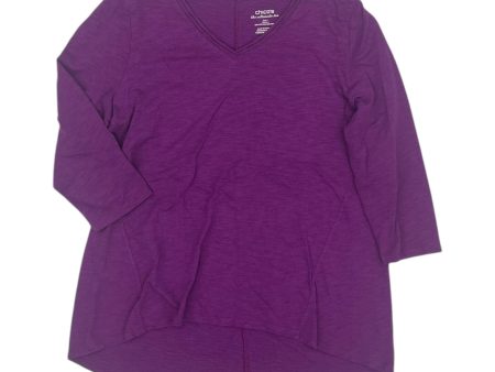 Top 3 4 Sleeve Basic By Chicos In Purple, Size:M Sale