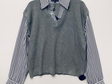 Top Long Sleeve By Adrianna Papell In Grey, Size: L on Sale